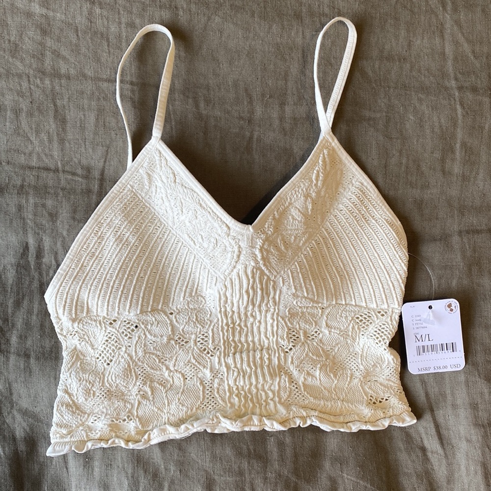 NWT!▪️Free People Ivory Candy Seamless Bra